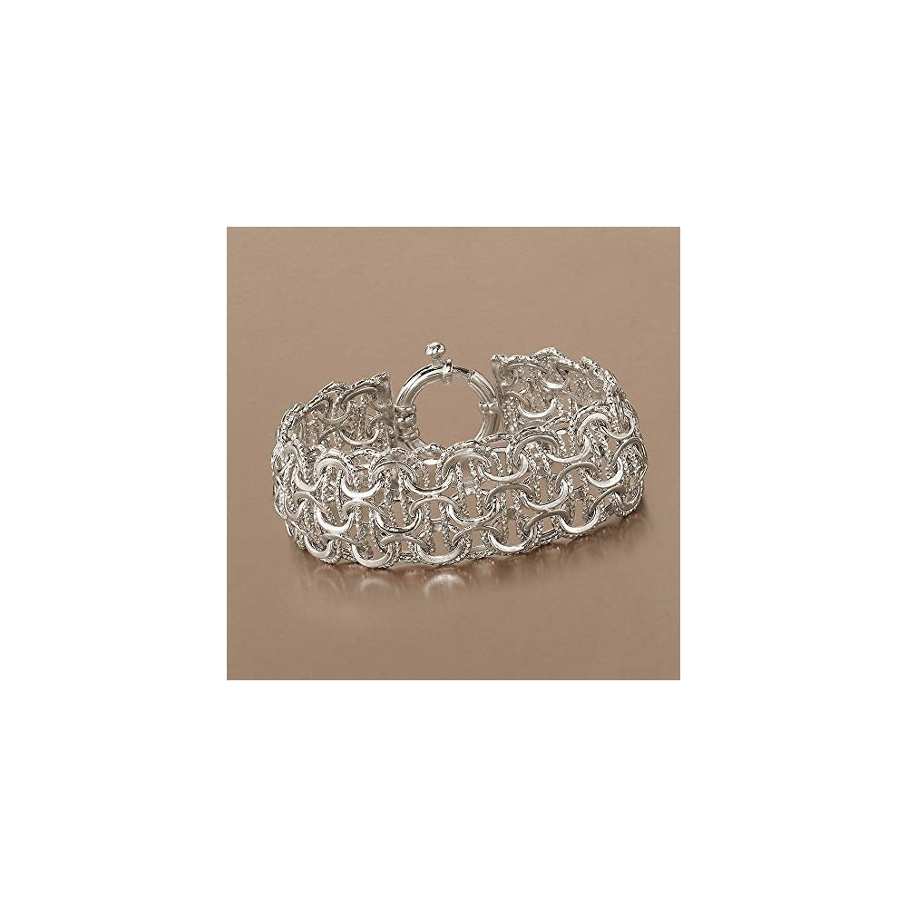 Pulseras de eslabones multicírculo de plata de ley
