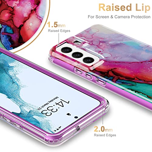 ESDOT Funda para Samsung Galaxy S22 Plus, grado militar, prueba de caída de 21 pies, resistente con diseños de moda para mujeres y niñas, funda protectora para Galaxy S22+ Plus 6.6 pulgadas, estampado mármol ópalo colorido