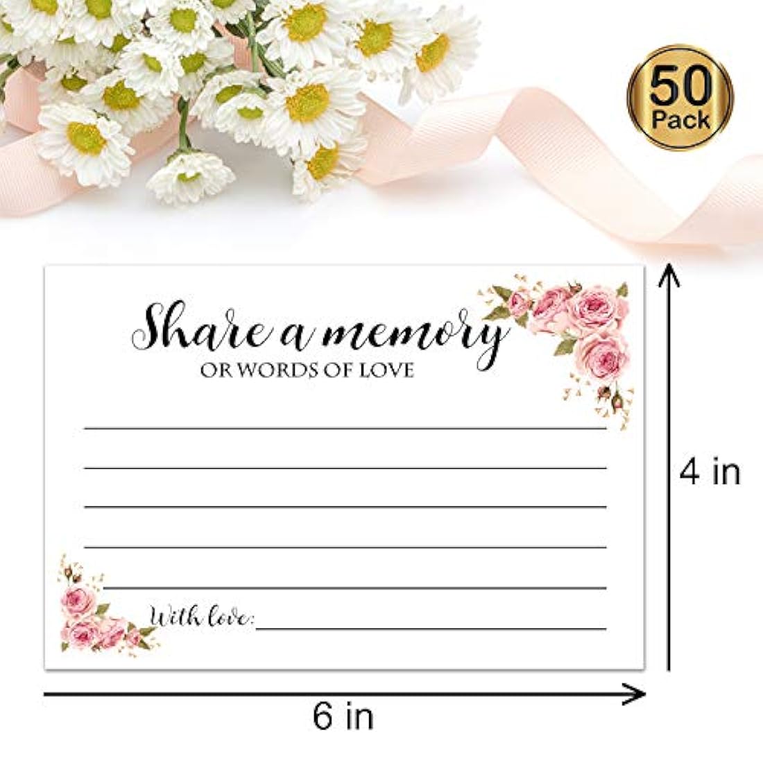 50 tarjeta de memoria floral para la celebración de la vida