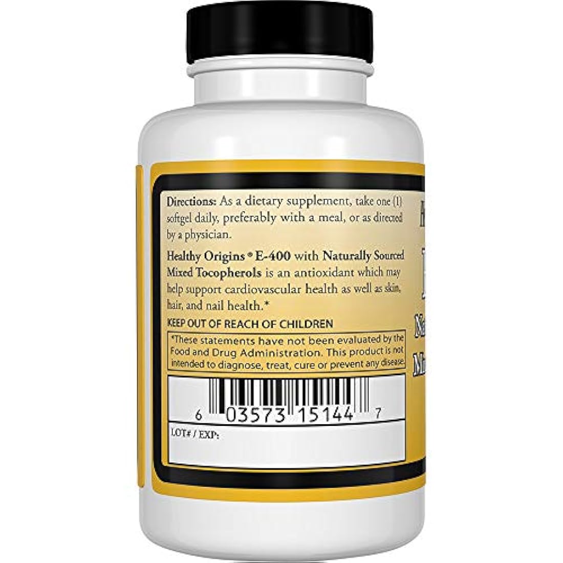 Healthy Origins Vitamina E – 400 LU Natural Mixed Toco Gel, 90 unidades