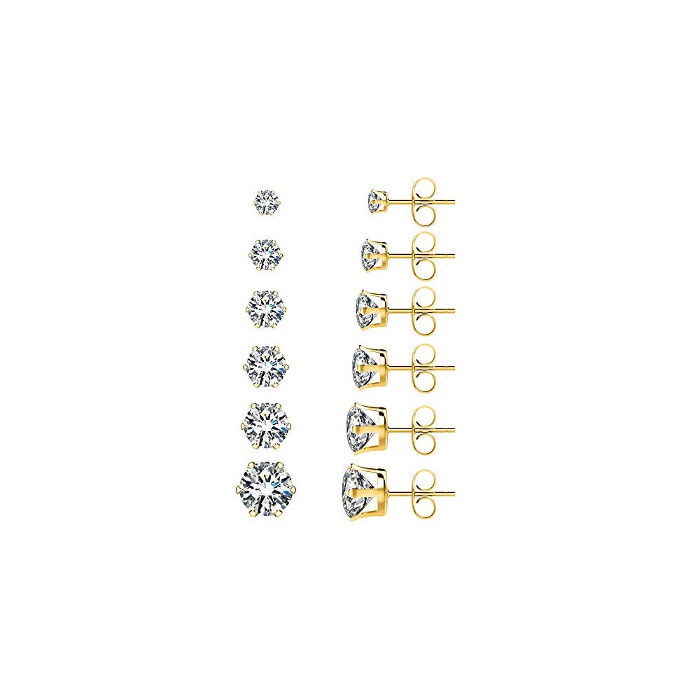 Aretes Juego de 6 pares de acero inoxidable Hipoalergénico