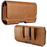 De-Bin Funda para iPhone 13 Pro, 13, 12 Pro, 12, 11, XR, de piel de alta calidad con clip para cinturón / cierre magnético para teléfono celular (compatible con teléfono con funda Otterbox) color marrón