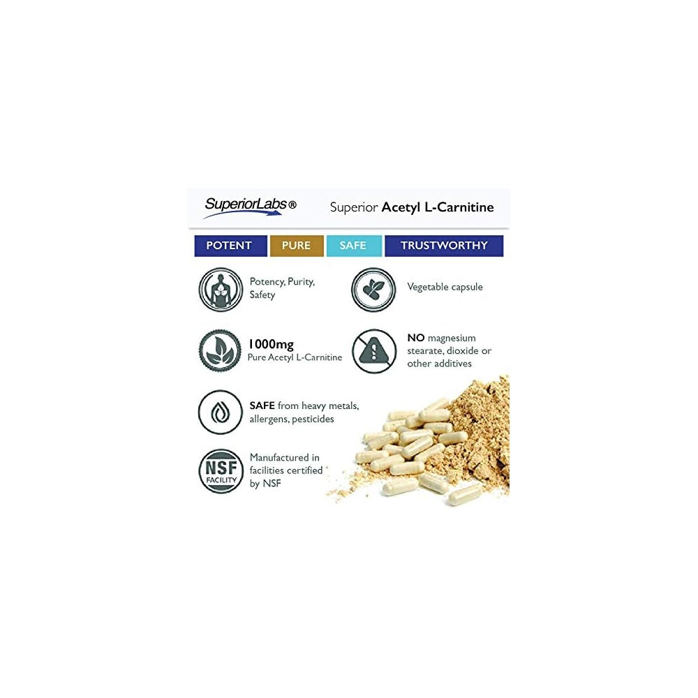 Suplementos Acetil L-carnitina 1000 mg 200 cápsulas