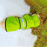 Chubasquero impermeable reflectante para perros, ligero, transpirable, con capucha, poncho con correa ajustable para el vientre y agujero para correa para perros pequeños, medianos y grandes