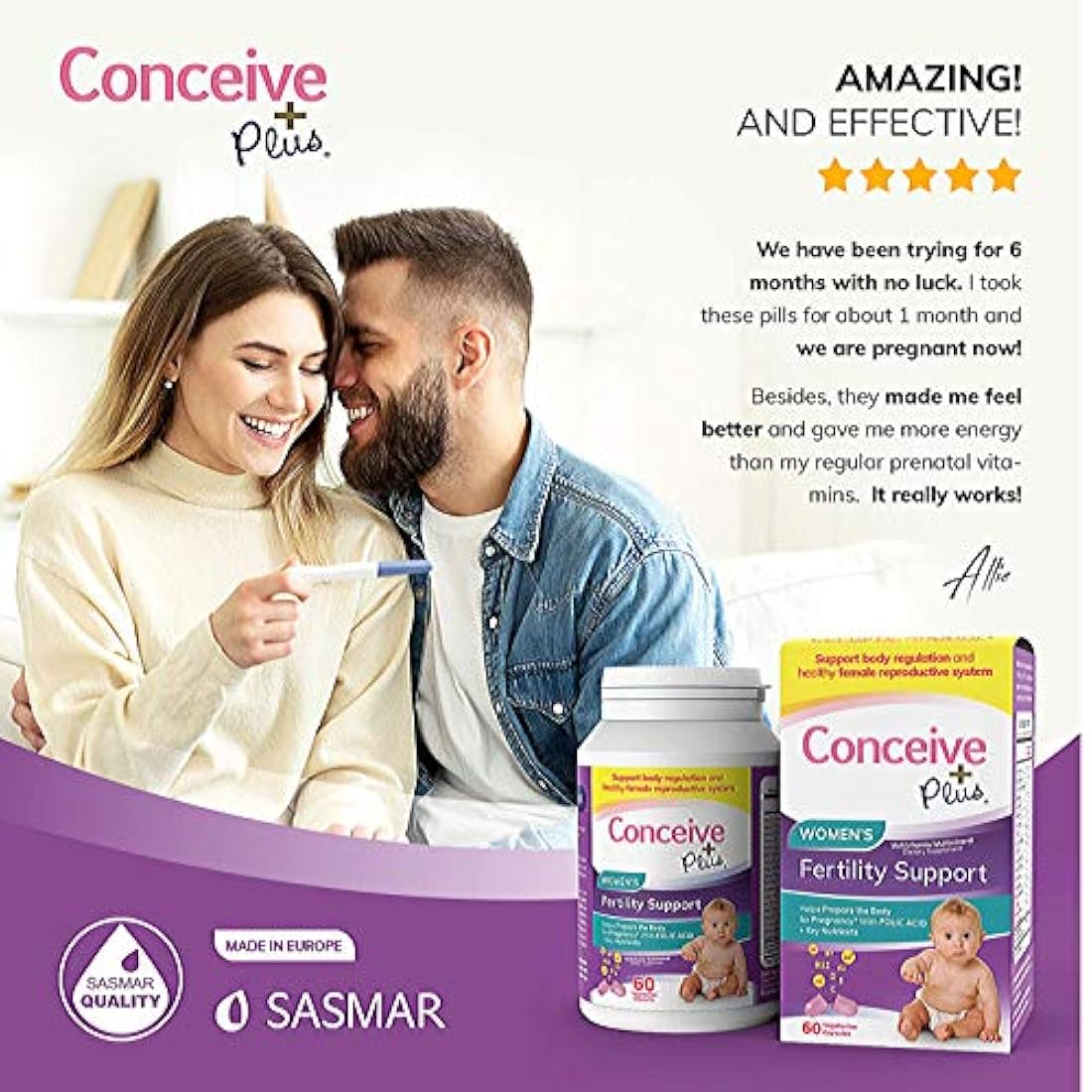 Conceive Plus Vitaminas prenatales de fertilidad para mujer + nutrientes clave – Apoyo a la regulación corporal, ciclos saludables, ayuda a la concepción natural – ácido fólico folato, píldoras – 60 cápsulas vegetarianas suaves