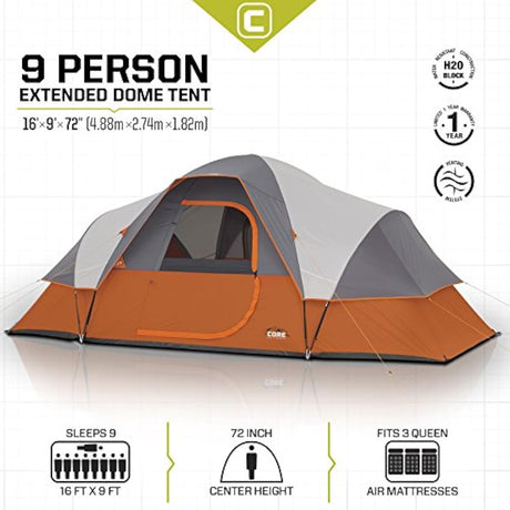 Tienda de cúpula extendida para 9 personas