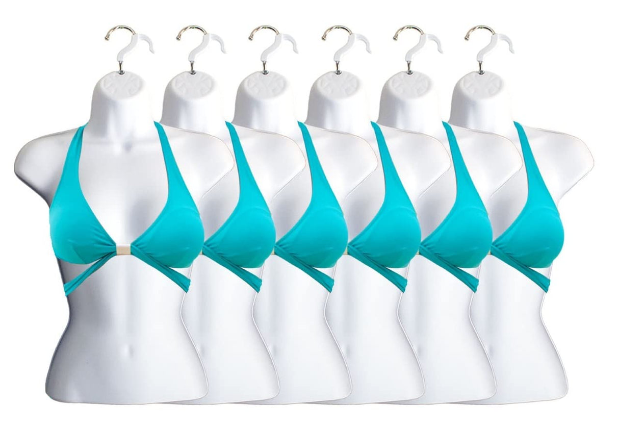 Conjunto de maniquíes torso blanco, S-M, 6 piezas, con gancho