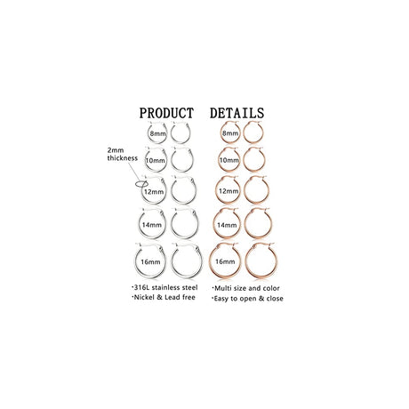 Aretes hipoalergénicos de acero inoxidable para mujer