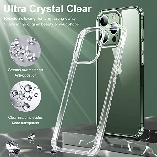 JUSTCOOL Funda transparente diseñada para iPhone 13 Pro, [no amarillea] [protección contra caídas de grado militar] funda delgada y transparente para iPhone 13 Pro de 6.1 pulgadas (transparente)