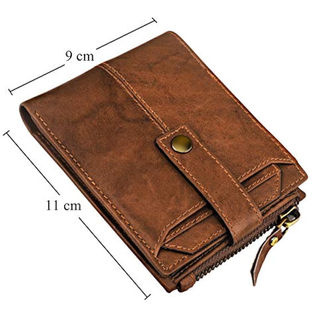 Spiffy - Cartera de piel auténtica para hombre con tarjetero