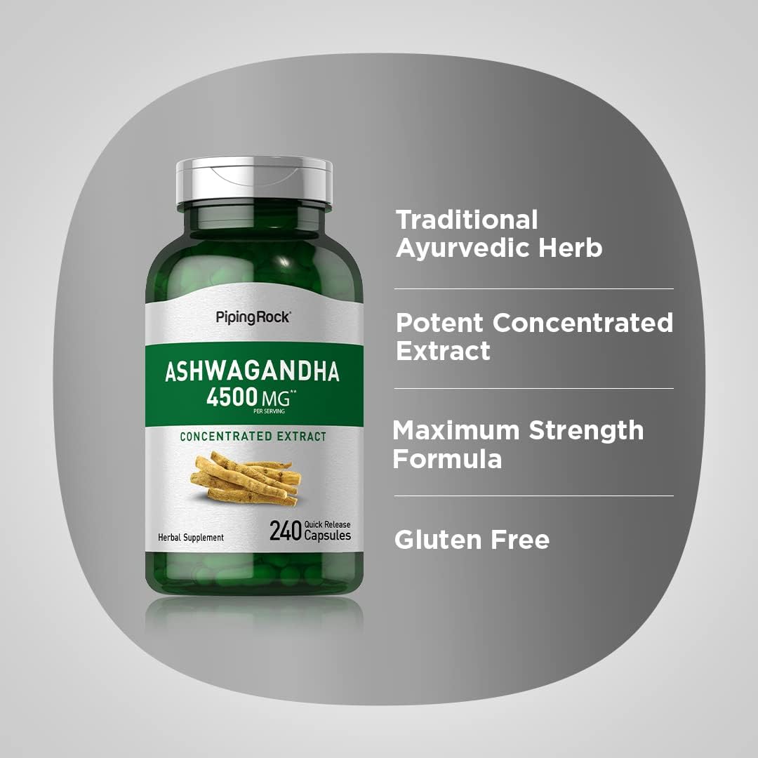 Suplemento de Ashwagandha 4500 mg Piping Rock 240 Cápsulas