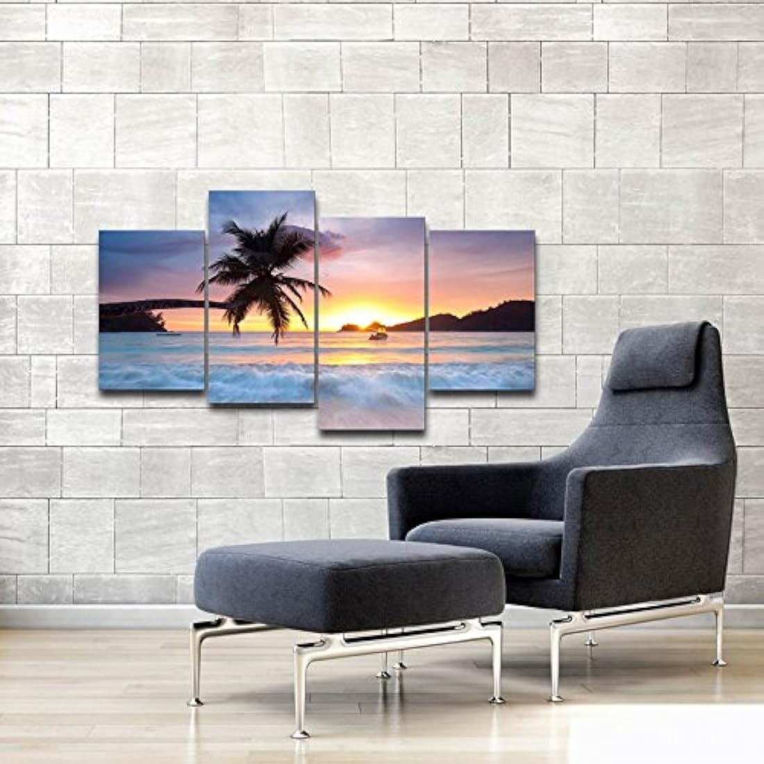 Playa tema 4 paneles Giclee Lienzos Sobre lona de paisaje