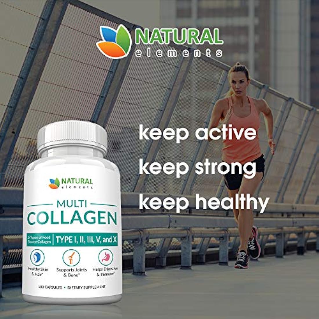 Cápsulas de proteínas de colágeno múltiple - 180 cápsulas