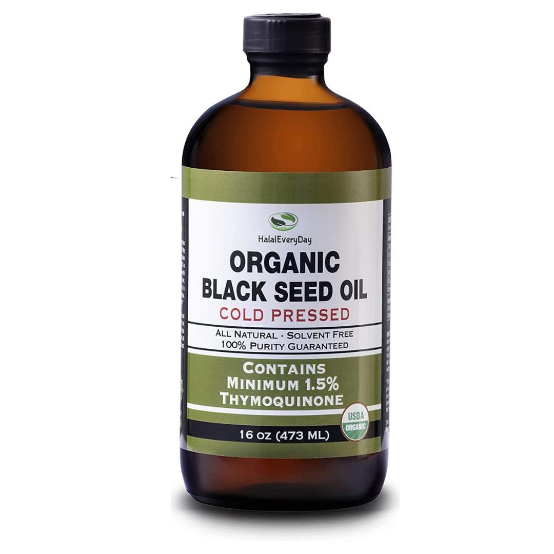Aceite de Semilla Negra 16oz HalalEveryDay Orgánico, 100% Puro