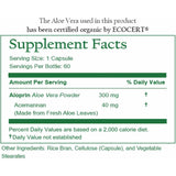 Suplementos orgánicas de aloe vera  60 cápsulas 130,000 mg