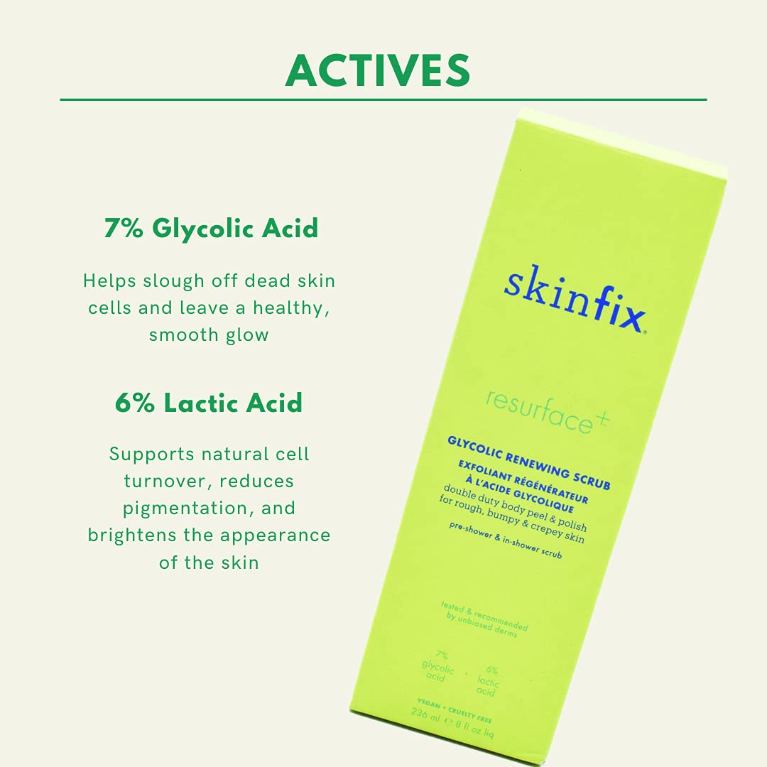 Exfoliante corporal renovador de ácido glicólico y láctico