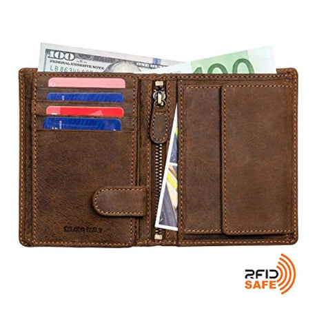 DiLoro - Cartera de piel para hombre con cierre RFID