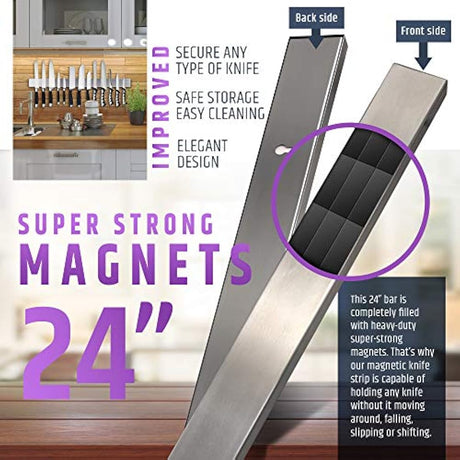 Soporte magnético de 24 pulgadas para cuchillos  HMmagnets