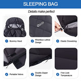 QEZER Saco de dormir de plumón para adultos de 27-55℉ 600 grados de potencia de llenado para clima frío, saco de dormir ultraligero con saco de compresión para mochileros, camping, senderismo
