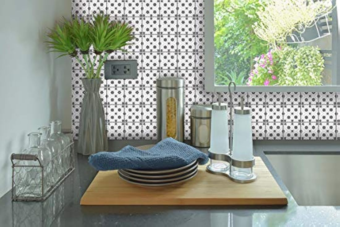 24 calcomanías  en vinilo para azulejos blanco/negro