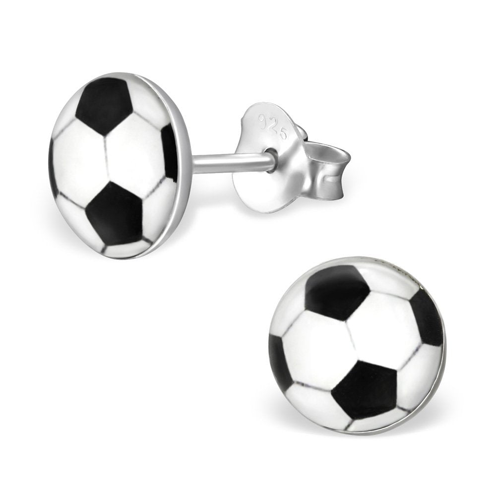 Aretes redondos hipoalergénicos de bola de fútbol