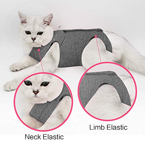 Traje de recuperación de cirugía para gatos para heridas abdominales quirúrgicas, ropa de interior para mascotas, cuello E alternativo para gatos después de la cirugía