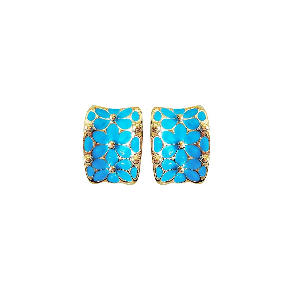 Aretes de estilo arco iris cuadrados chapados en oro