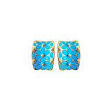 Aretes de estilo arco iris cuadrados chapados en oro