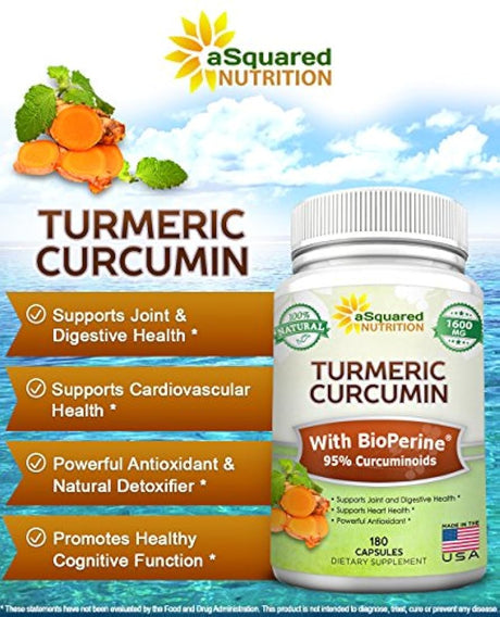 Curcumina de cúrcuma pura 1600mg con extracto de pimienta