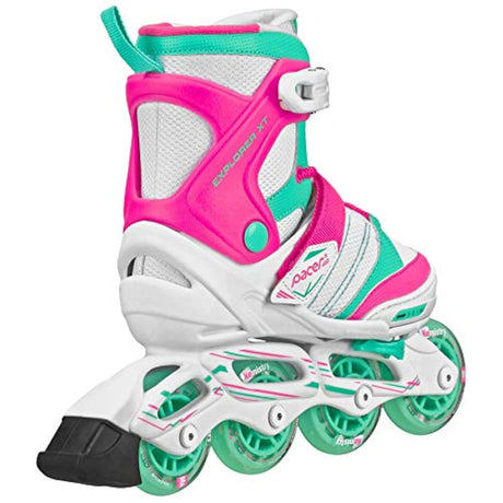 Patines en linea ajustables para niños, color Fucsia-Verde