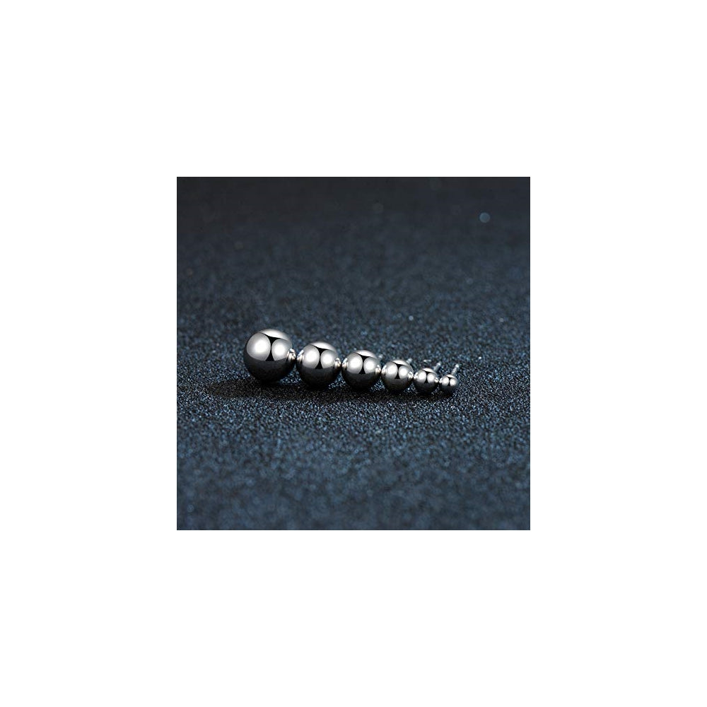 Aretes de bola de plata de oro blanco para mujeres