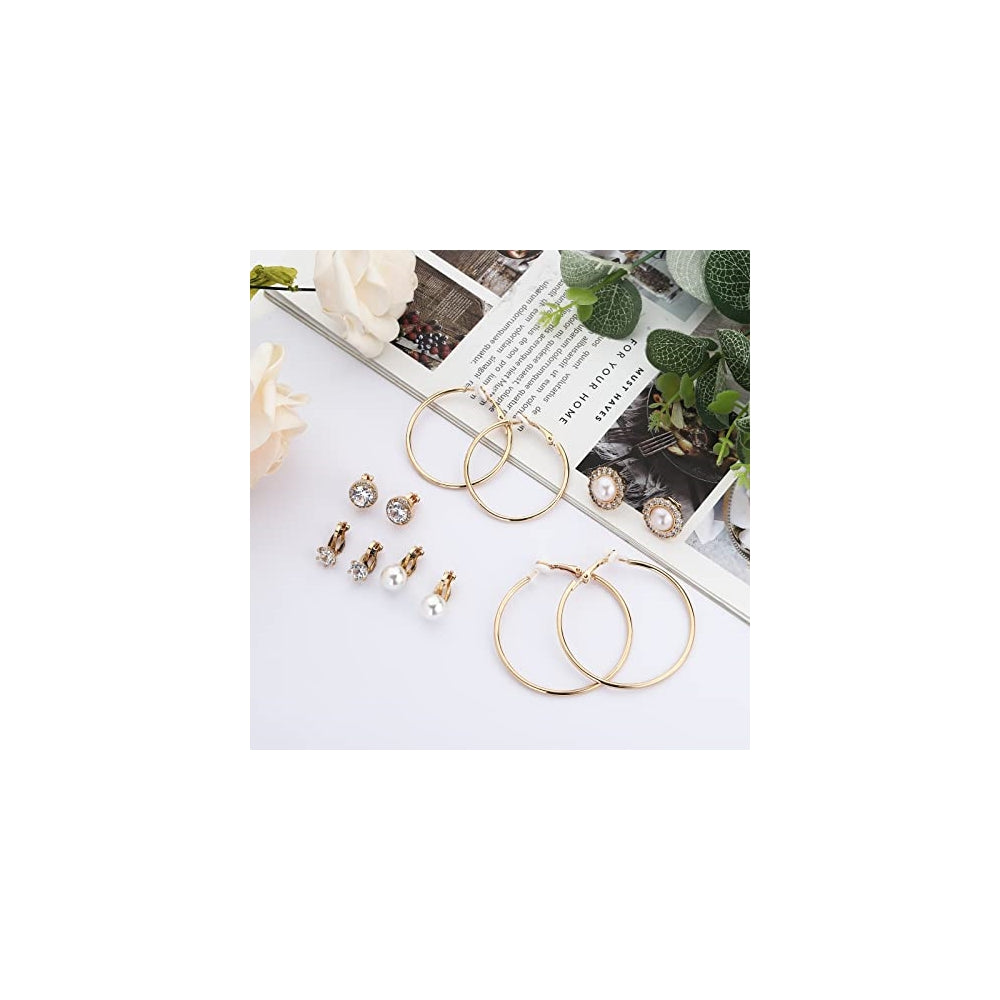 Aretes con clip hipoalergénicos no perforados para mujeres