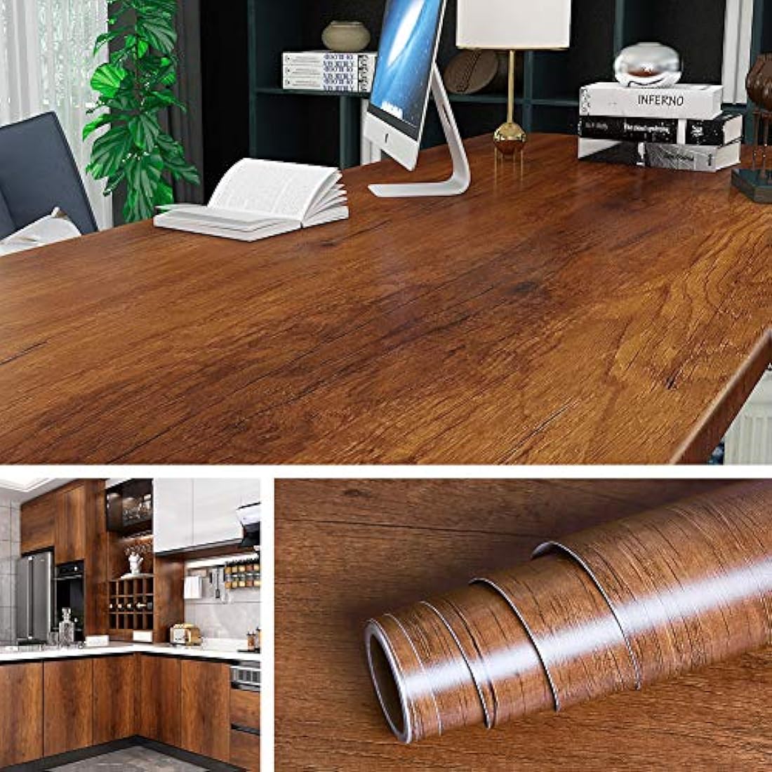 Papel de contacto de madera  gabinete de cocina, papel tapiz