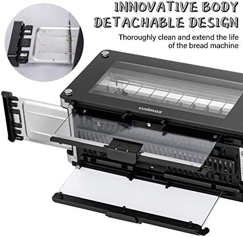Tostadora CUSIMAX de 2 rebanadas, tostadora de ranura larga con ventana de vidrio, tostadora de pan artesanal de acero inoxidable con elevación automática, panel de vidrio deslizante y bandeja extraíble para migas, tostadora negra