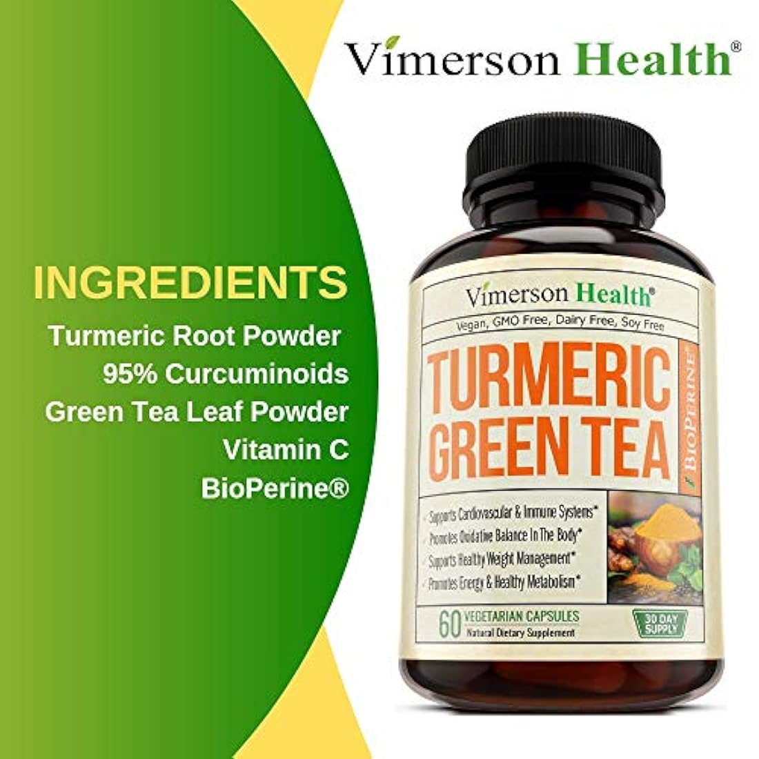 Curcumina de cúrcuma con suplemento de extracto de té verde.