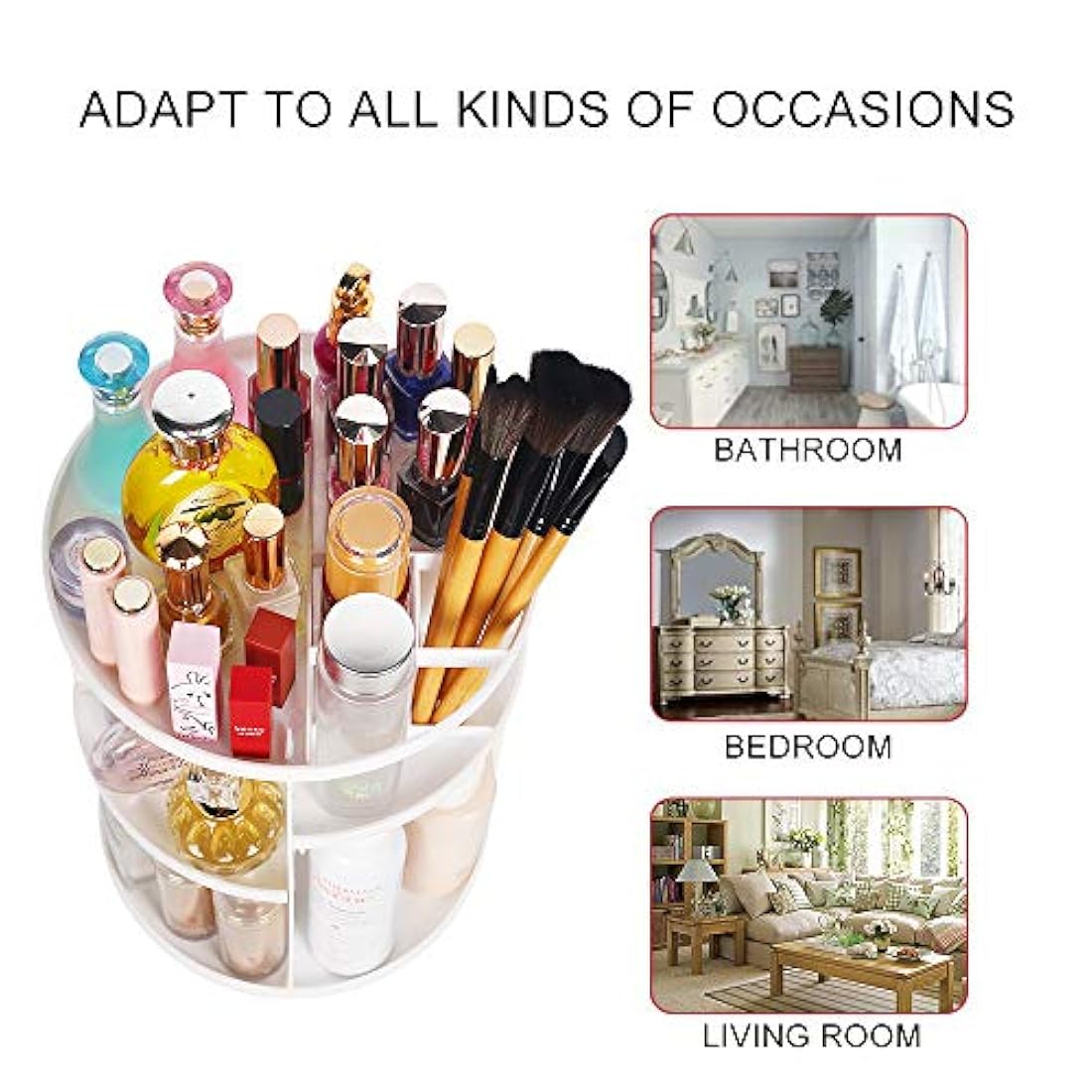 Organizador de maquilla rotativo Eloki 360, Blanco