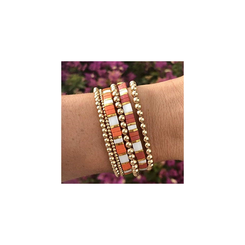 Pulseras y tobilleras para mujer con cuentas chapadas en oro