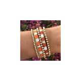 Pulseras y tobilleras para mujer con cuentas chapadas en oro