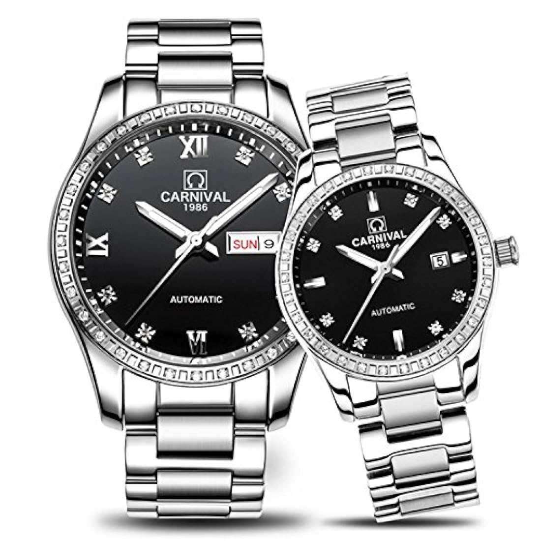 Pareja Reloj mecánico automático Reloj de cristal