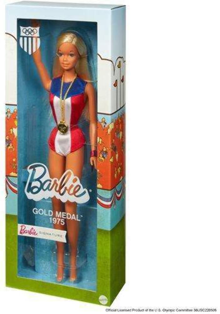 Muñeca Barbie 1975 Reproducción Medalla de Oro con Accesorios