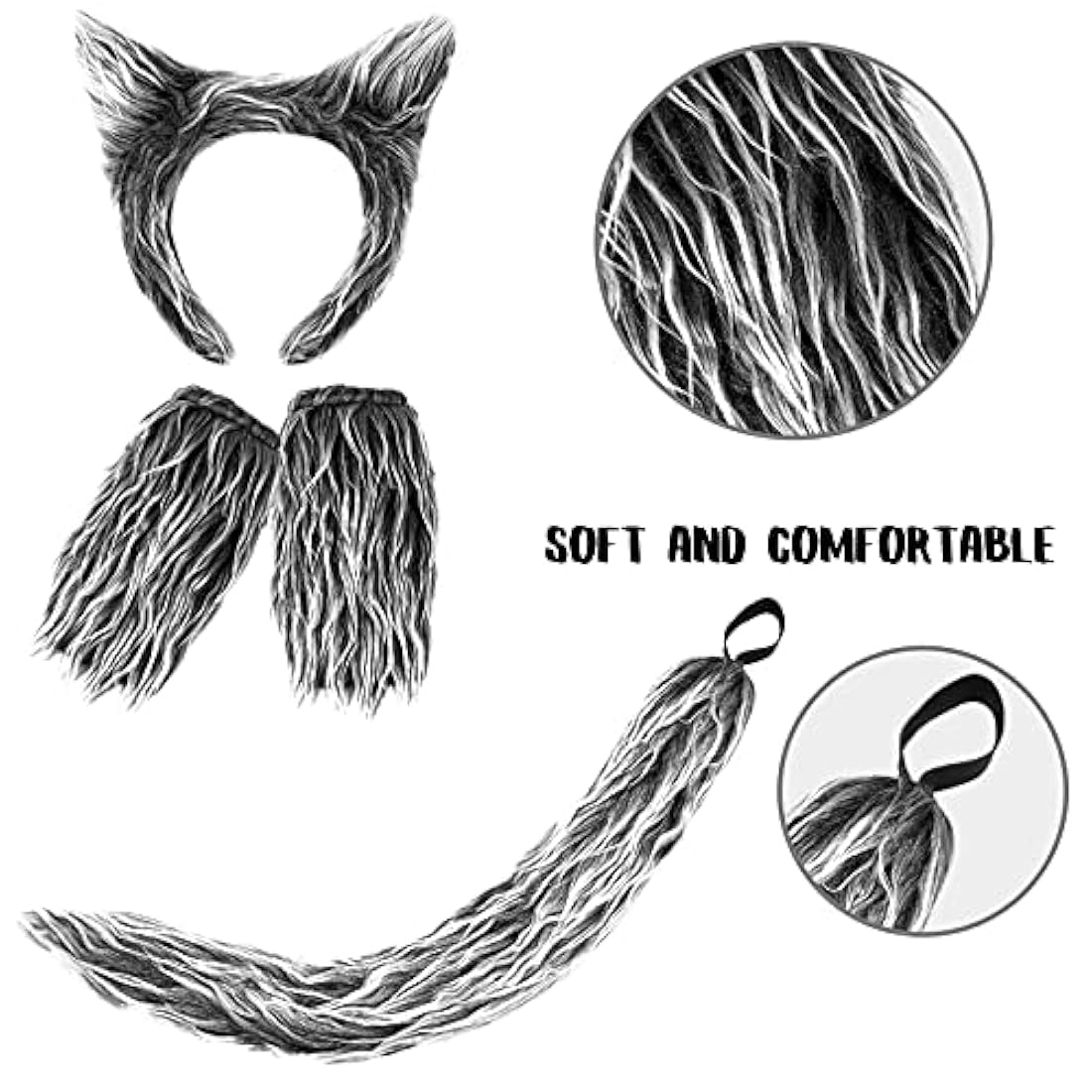 Disfraces Disfraz de orejas de lobo con diadema