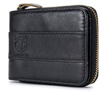 Cartera de cuero para hombre con cremallera alrededor RFID