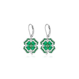 Aretes de trébol de plata con diseño para mujeres