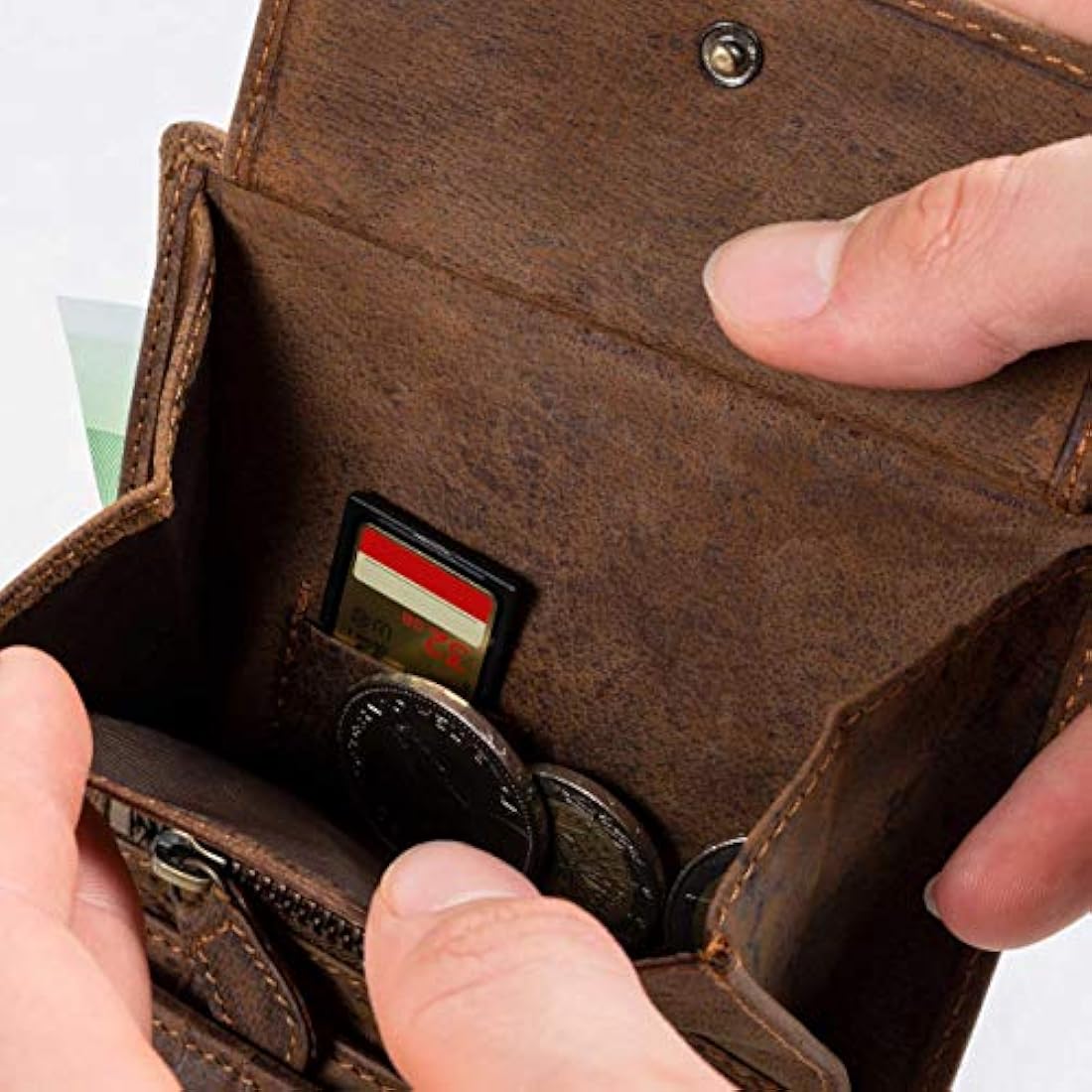DiLoro - Cartera de piel para hombre con cierre RFID