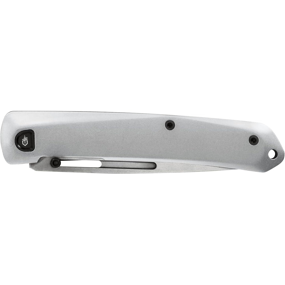 Cuchillo de bolsillo plegable con borde liso aluminio