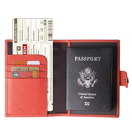 Portadocumentos de viaje de cuero auténtico para pasaporte
