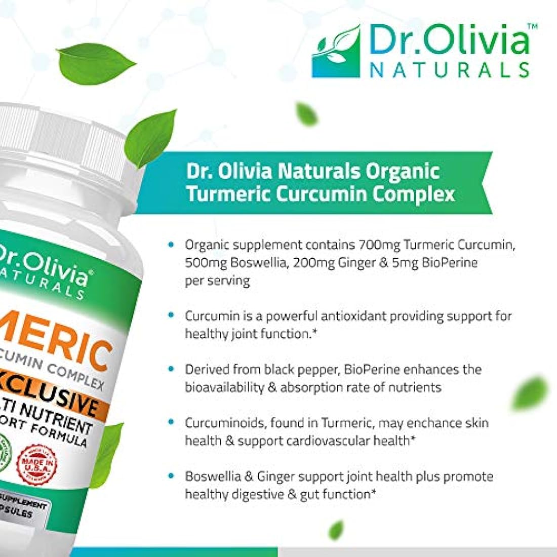 Suplemento orgánico de cúrcuma con curcumina