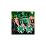 Aretes de trébol de plata con diseño para mujeres