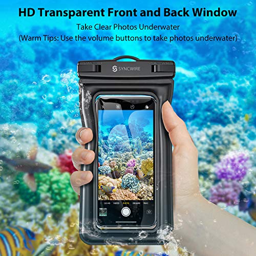 Syncwire Funda impermeable para teléfono, paquete de 2 fundas impermeables IPX8 universales para iPhone 13, 12 Pro Max SE2, 11 Pro XR X 8, 7, 6s Plus, Galaxy S21 S10 Note 10 Google Pixel hasta 7 pulgadas
