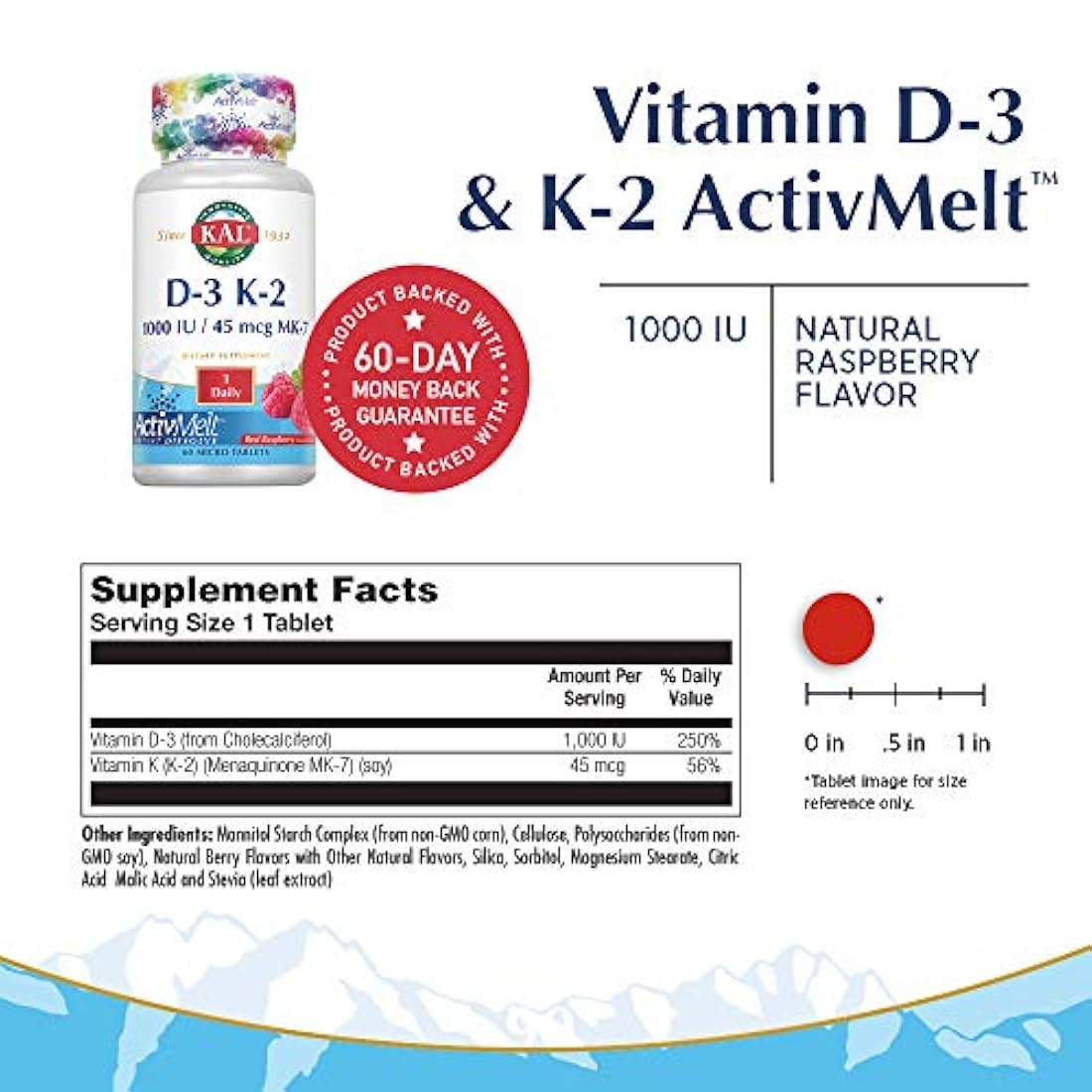 D3 K2 activemelt rojo rasberry Kal 60 pestañas